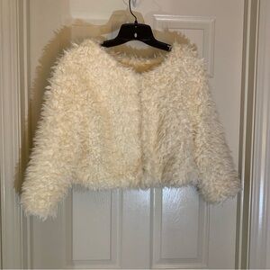 Women's Cream Faux Fur Jacket